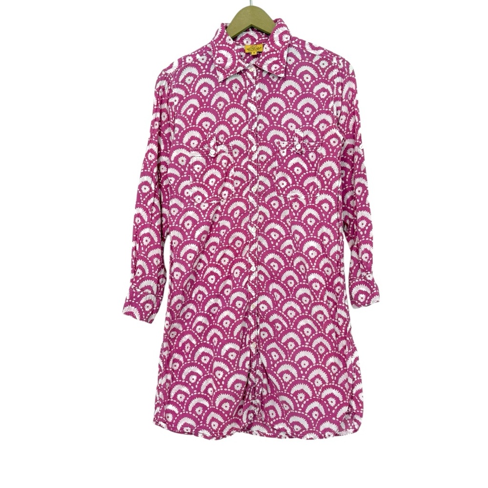 Roberta Roller Rabbit Pink Boho Print Mini Dress Size Small Lightweight Preppy